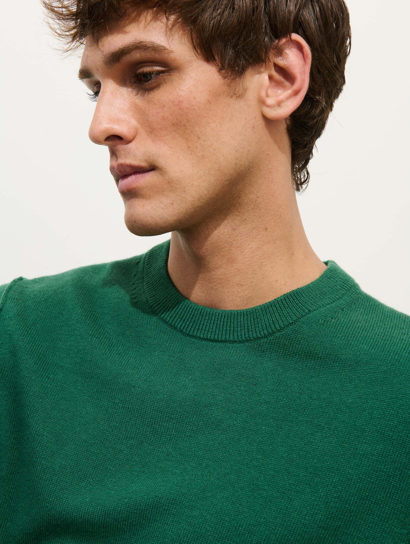 Reverse Seam Crew In Wool Cotton