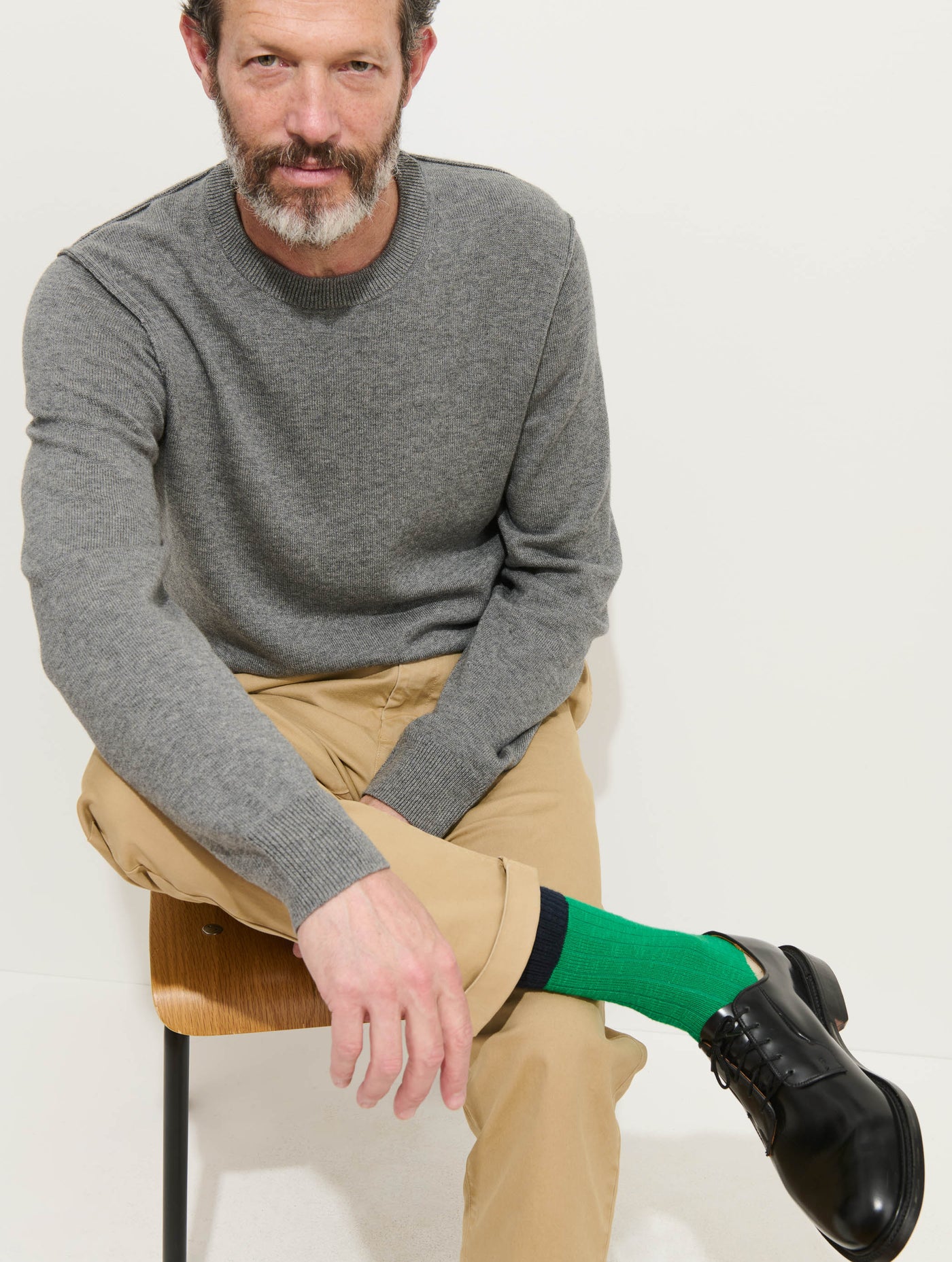 Reverse Seam Crew In Wool Cotton