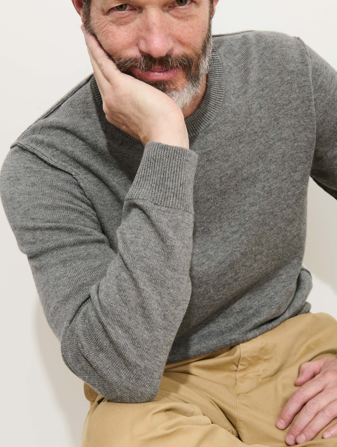 Reverse Seam Crew In Wool Cotton