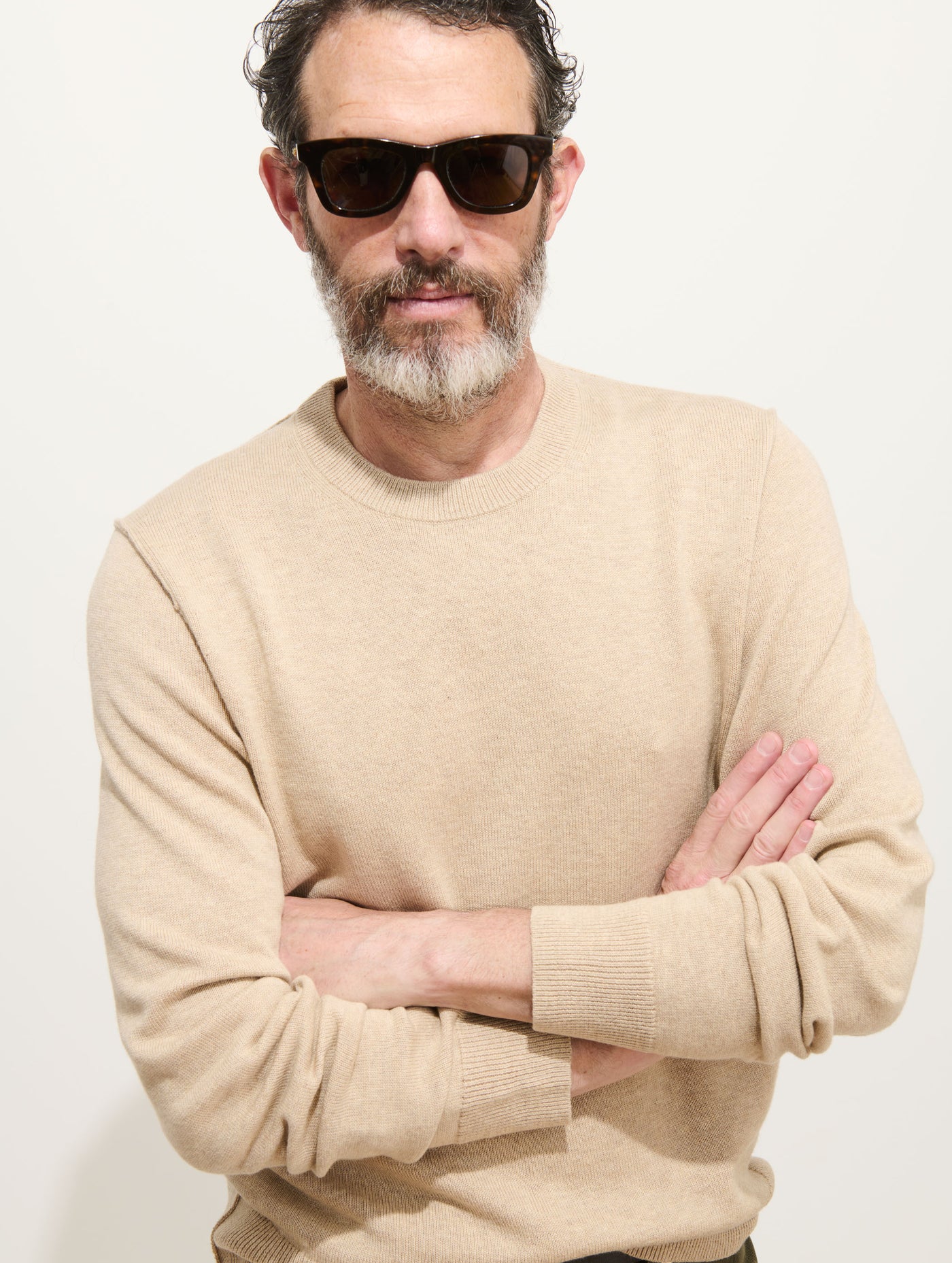 Reverse Seam Crew In Wool Cotton