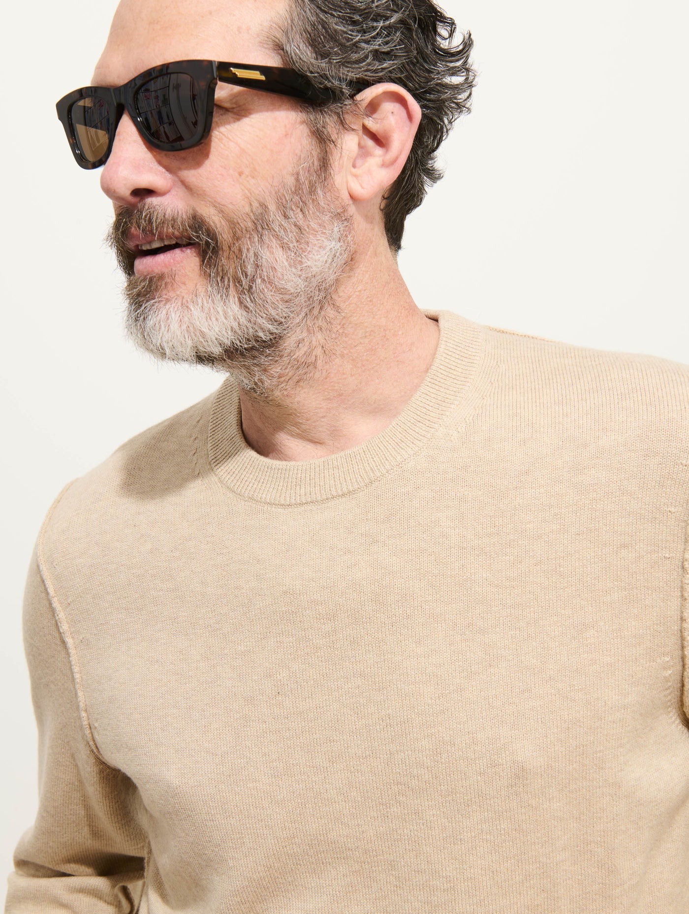 Reverse Seam Crew In Wool Cotton