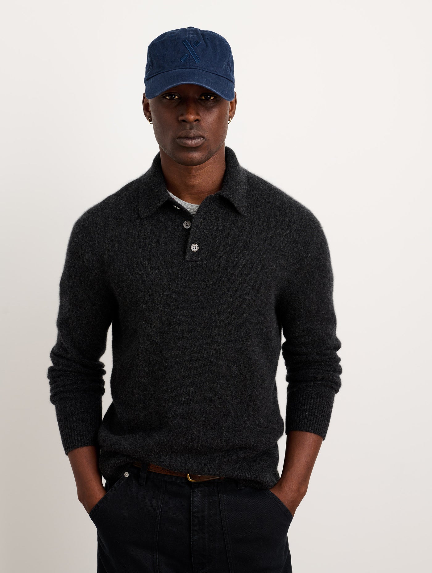 Polo Sweater in Washed Cashmere