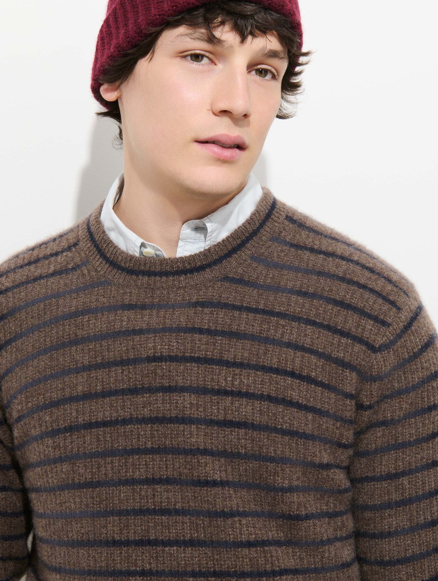 Jordan Striped Sweeter in Washed Cashmere