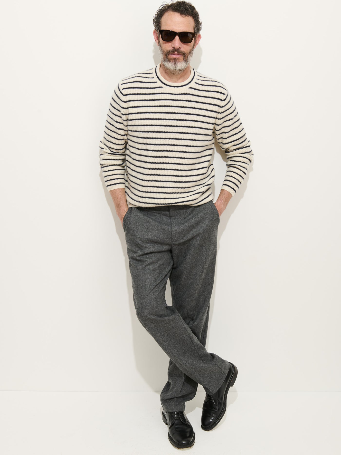 Jordan Striped Sweater in Washed Cashmere