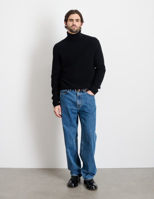 Judd Ribbed Turtleneck in Washed Cashmere