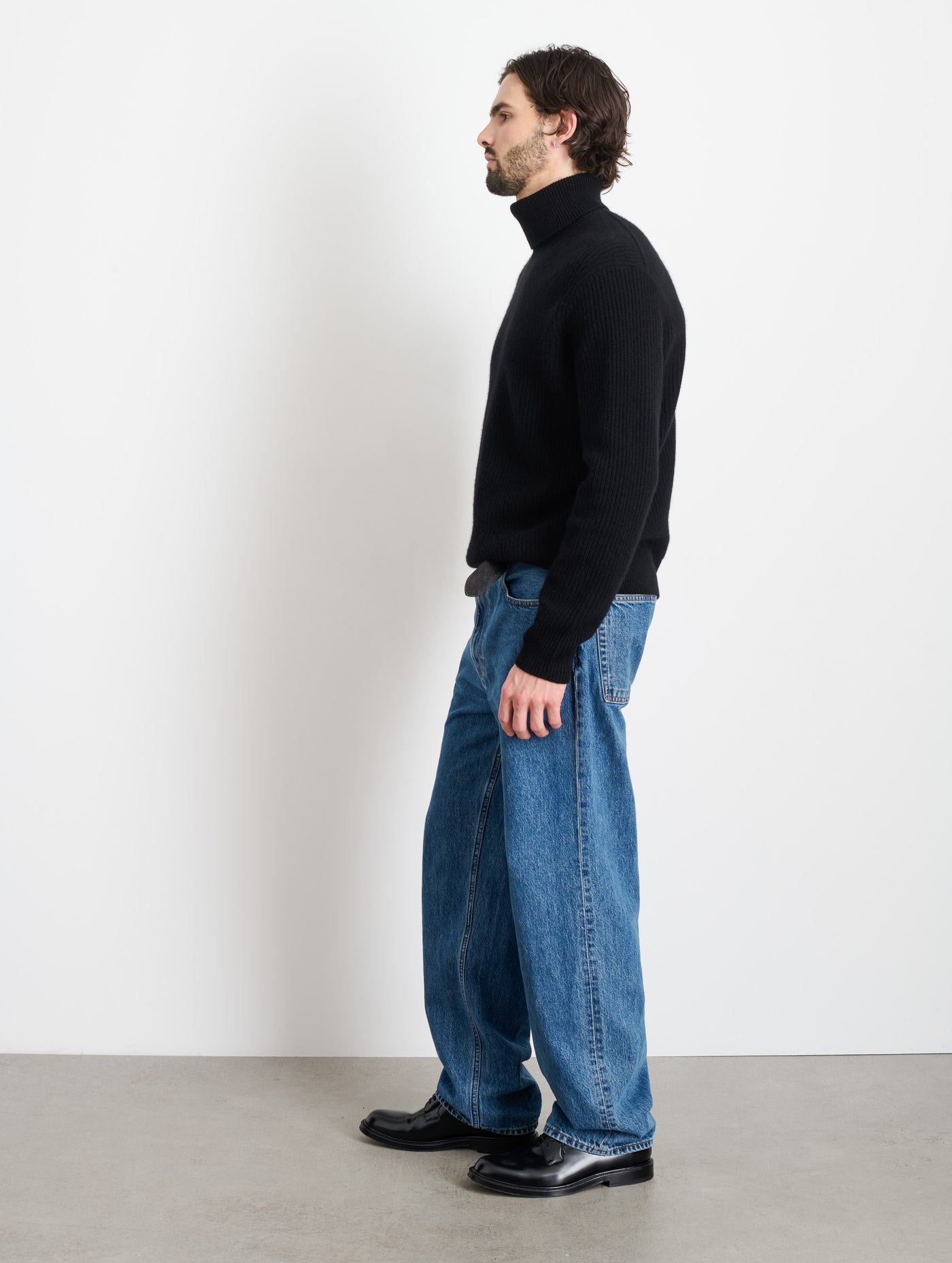Judd Ribbed Turtleneck in Washed Cashmere