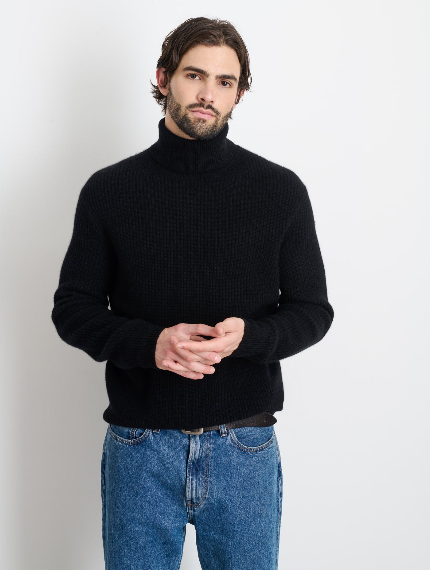 Judd Ribbed Turtleneck in Washed Cashmere