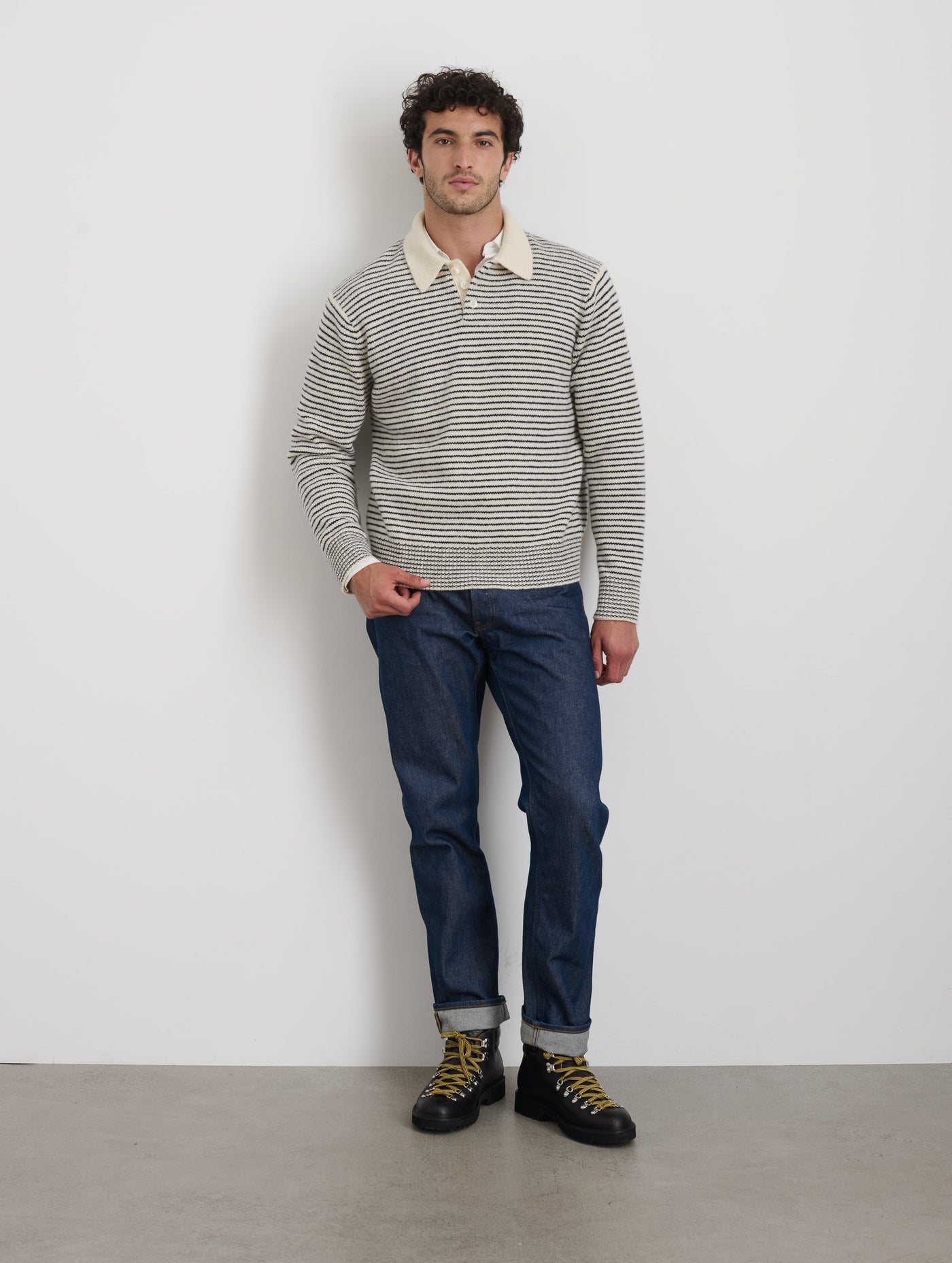 Carl Striped Polo In Merino Wool