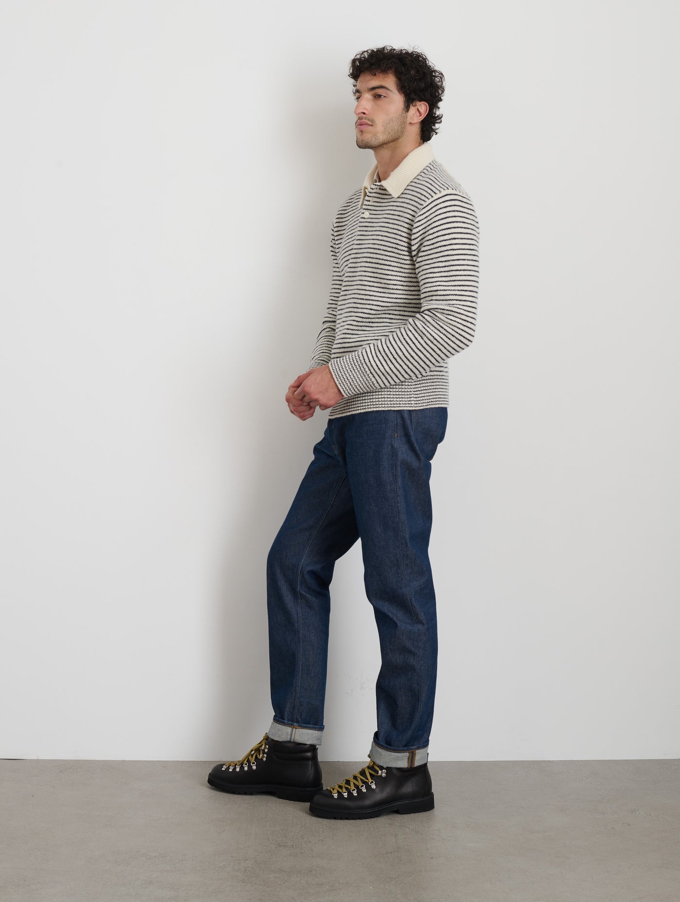 Carl Striped Polo In Merino Wool