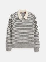 Carl Polo Sweater In Stripe In Ivory Navy