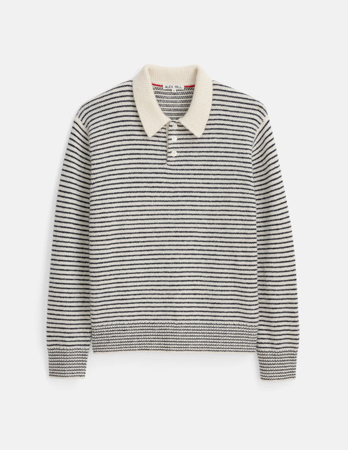 Carl Striped Polo In Merino Wool