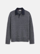 Carl Striped Polo In Merino Wool