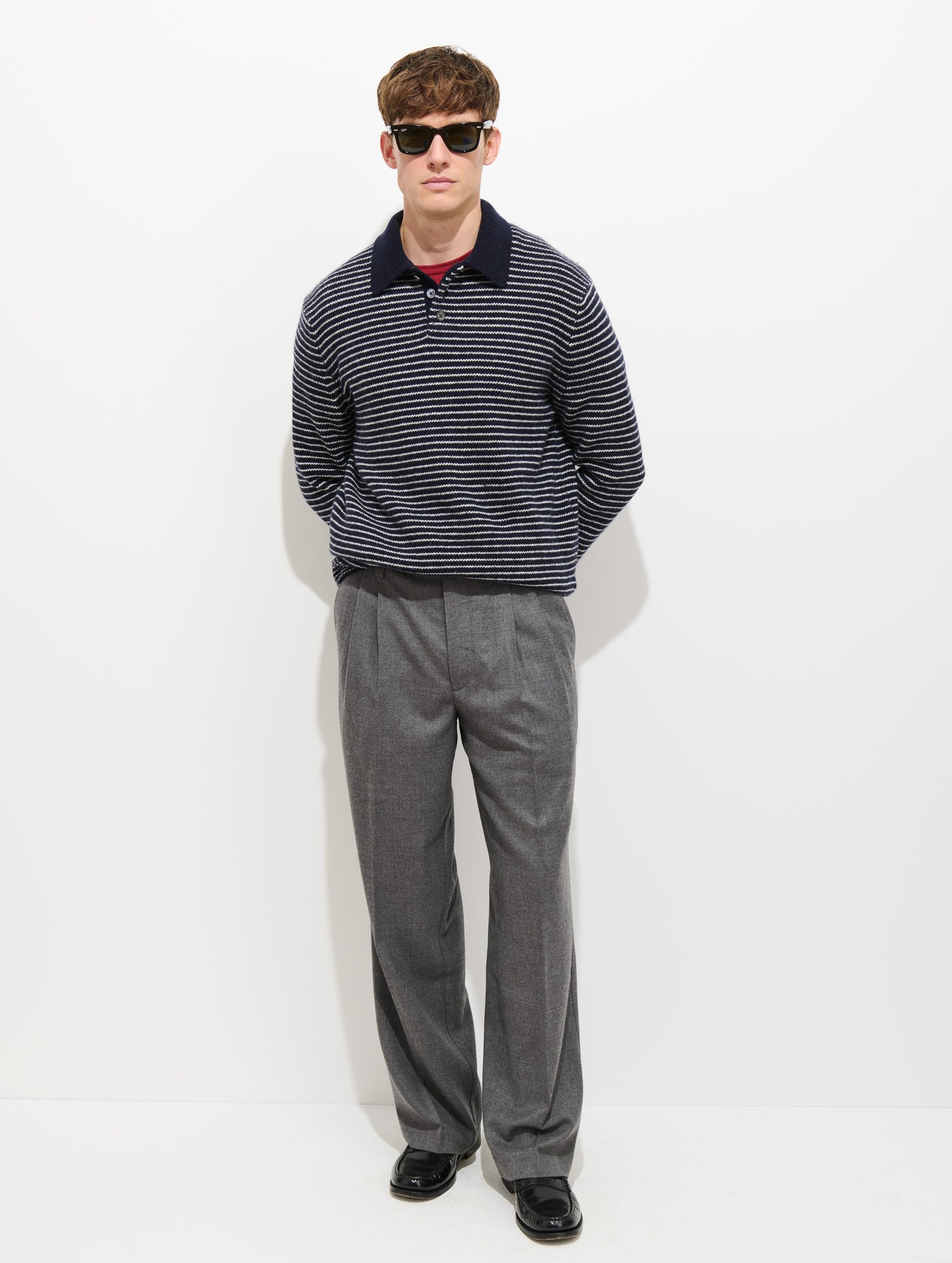 Carl Striped Polo In Merino Wool