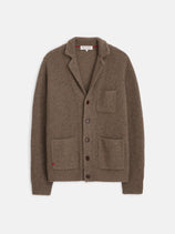 Mitchell Cardigan In Washed Cashmere In Heather Walnut