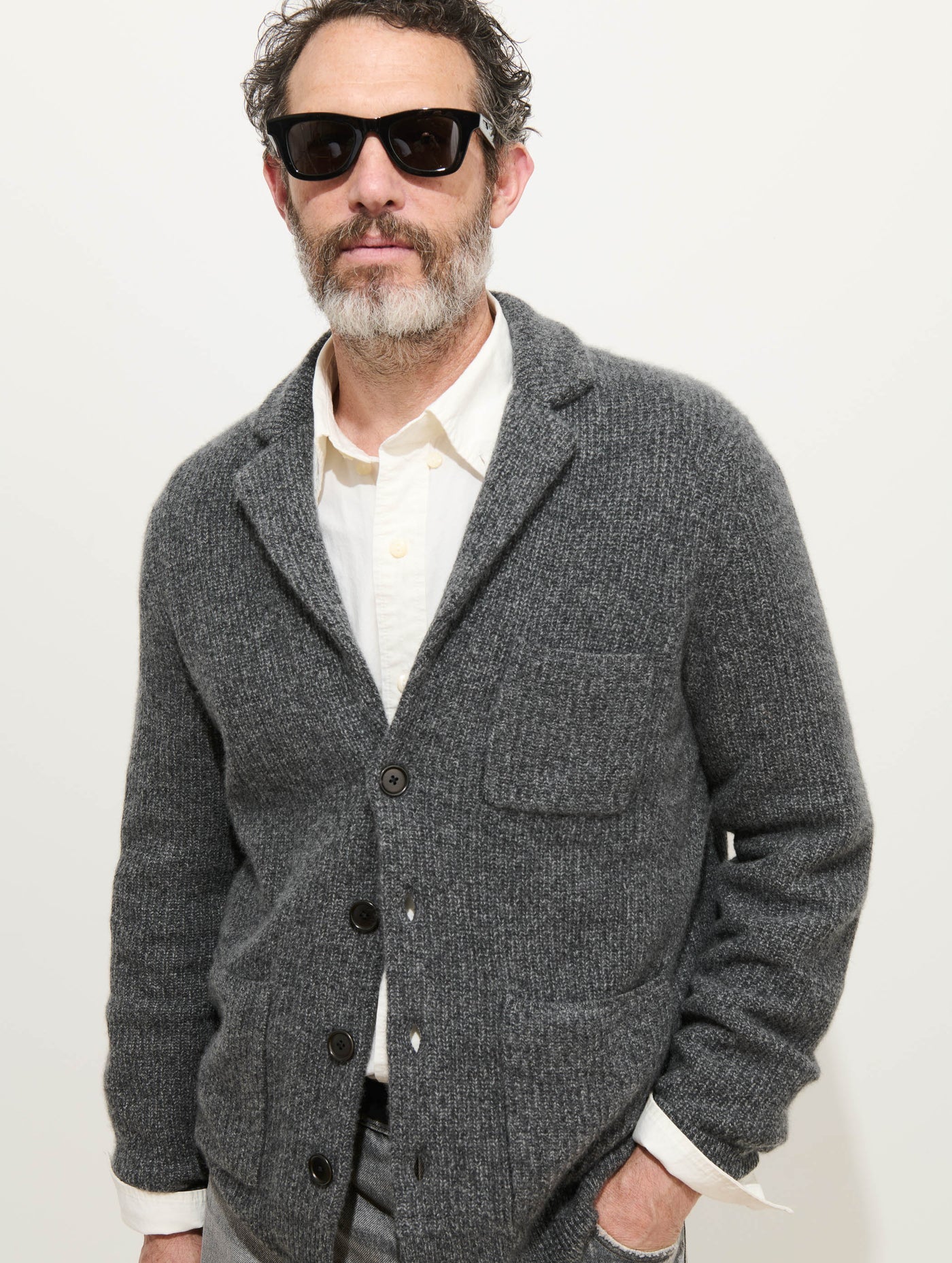 Mitchell Cardigan In Washed Cashmere