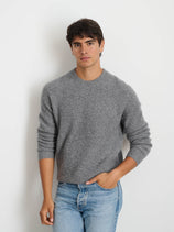 Jordan Sweater In Washed Cashmere In Heather Grey