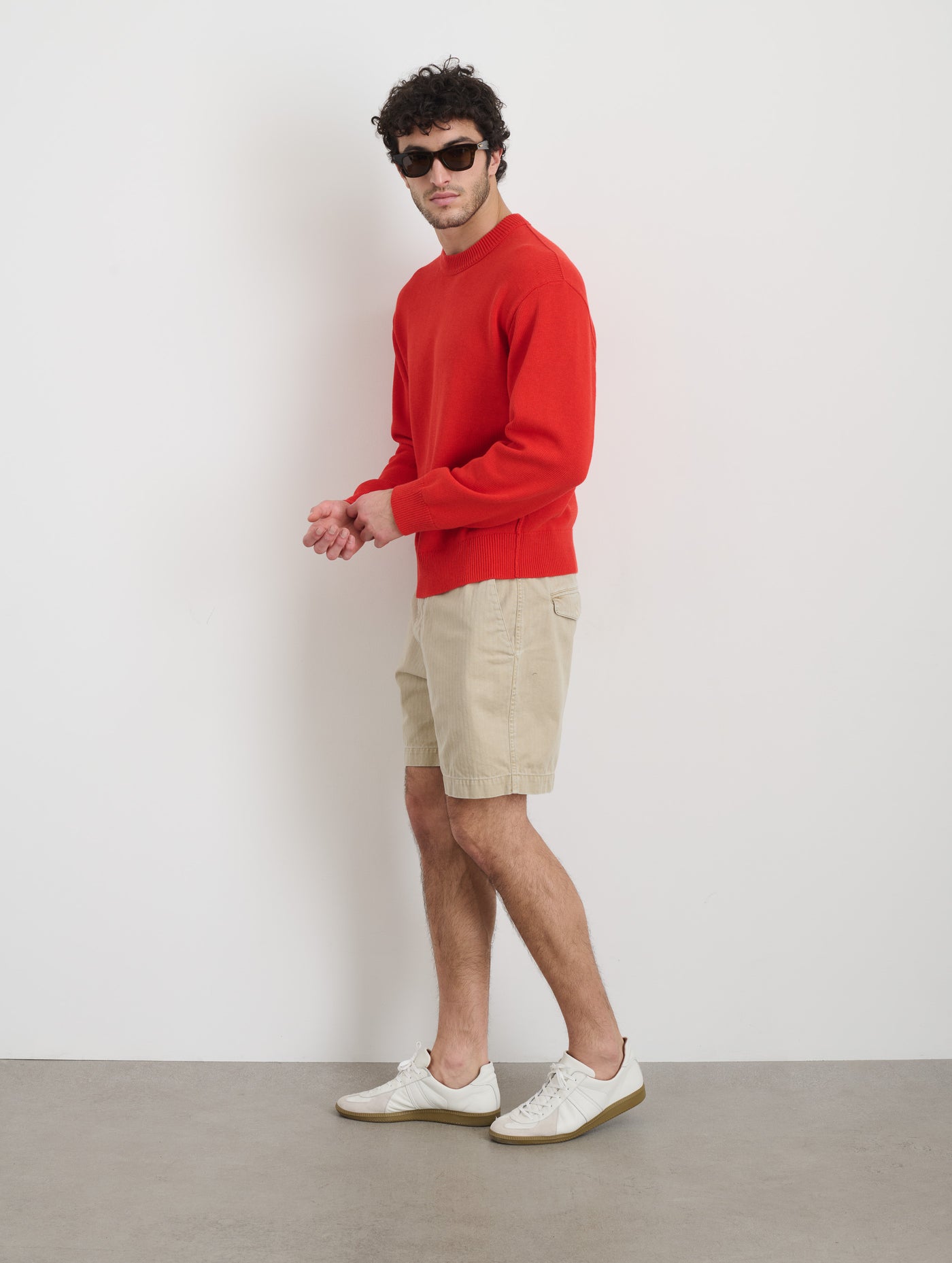 Pull On Short In Cotton Herringbone