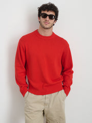 Gabriel Crewneck Sweater In Cotton Linen In Hot Chili