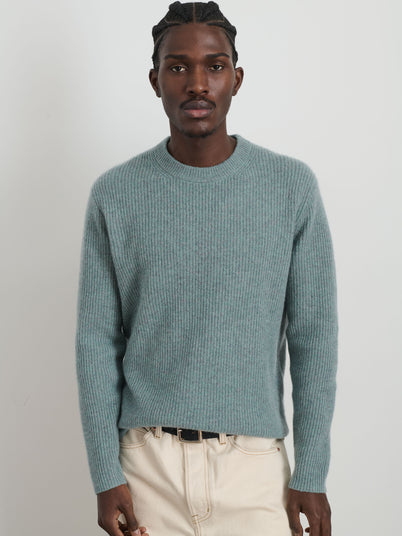 Jordan Sweater In Lightweight Cashmere In Heather Lagoon