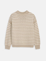 Harbor Stripe Sweater In Cotton In Flax Ivory