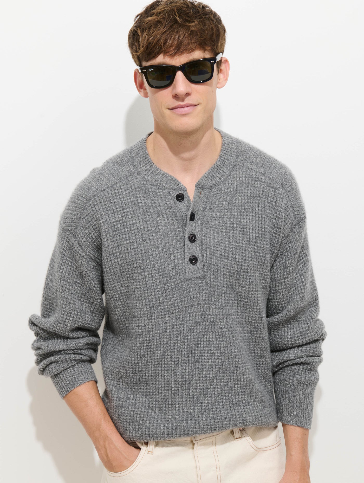 Waffle Henley In Cashmere