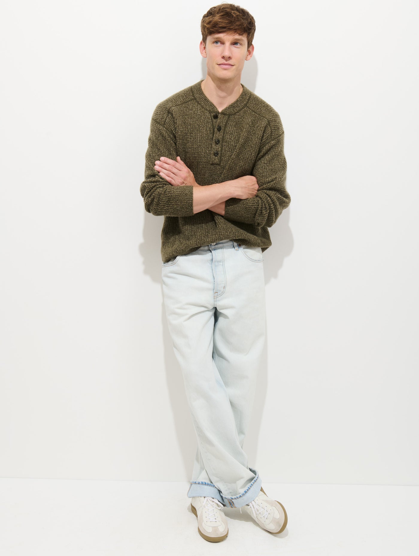 Waffle Henley In Cashmere