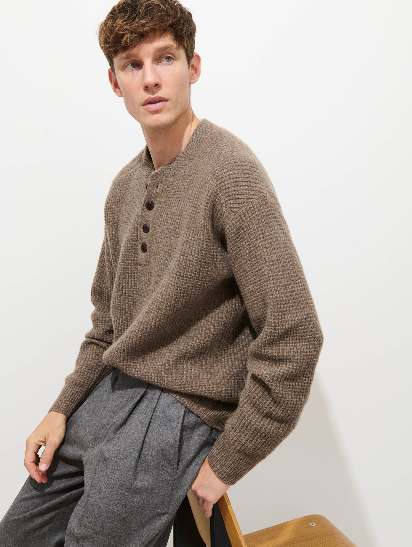 Waffle Henley In Cashmere