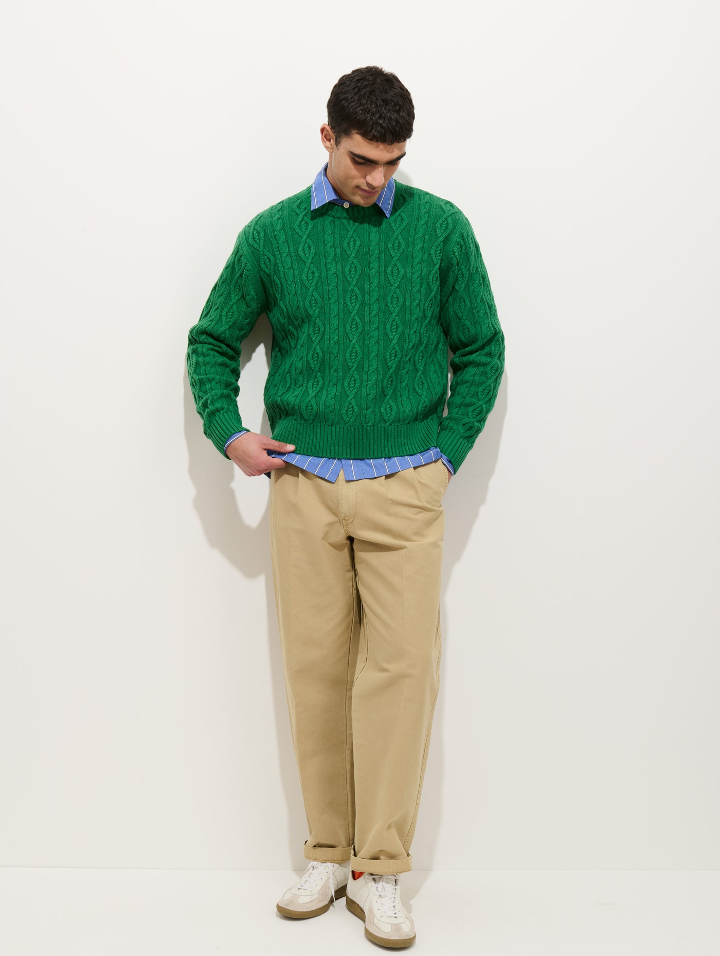 Aaron Cable Sweater in Cotton