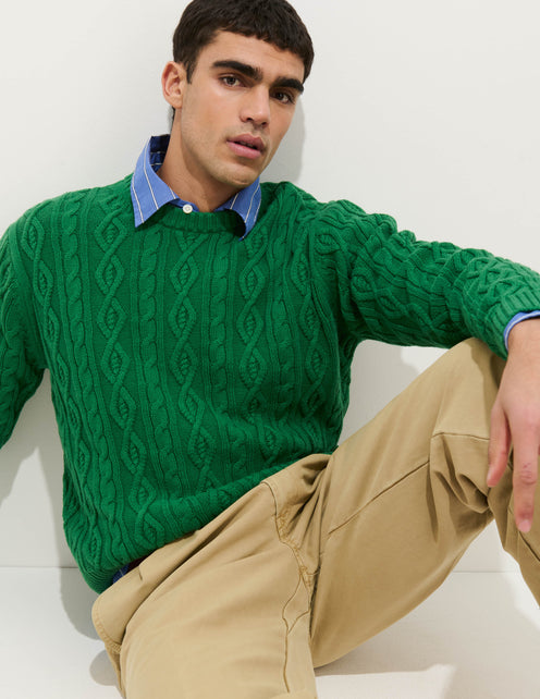 Aaron Cable Sweater in Cotton