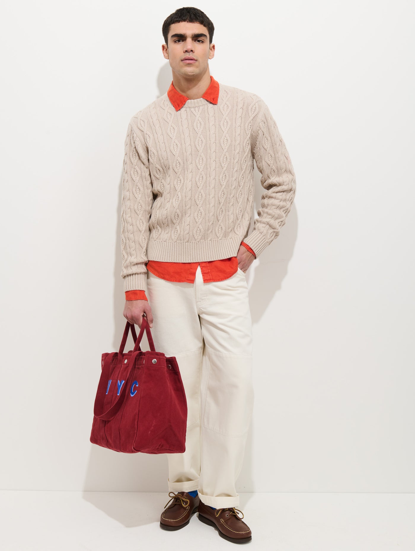 Aaron Cable Sweater in Cotton