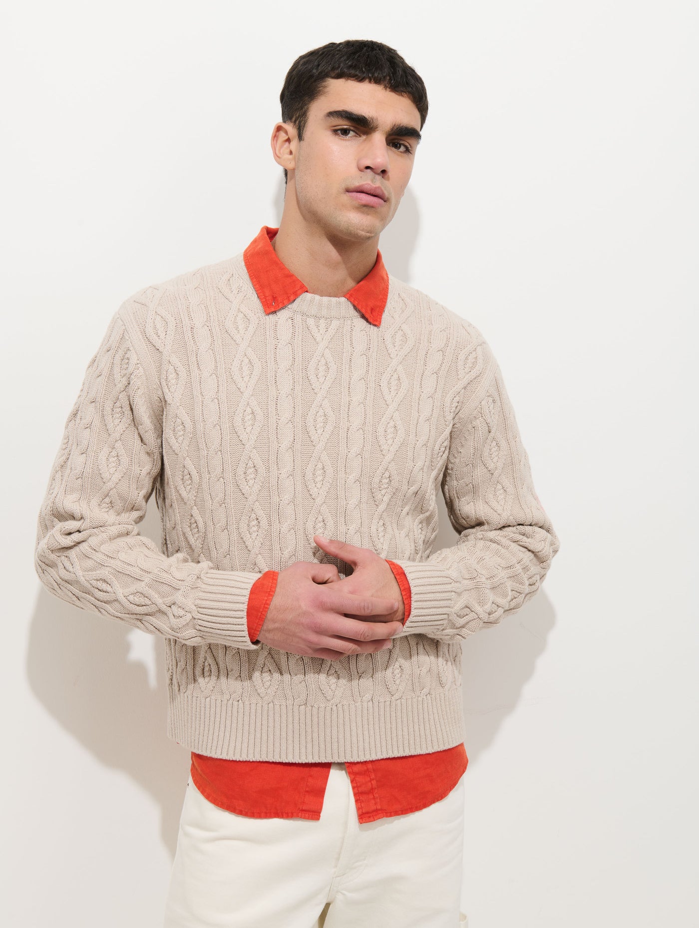 Aaron Cable Sweater in Cotton