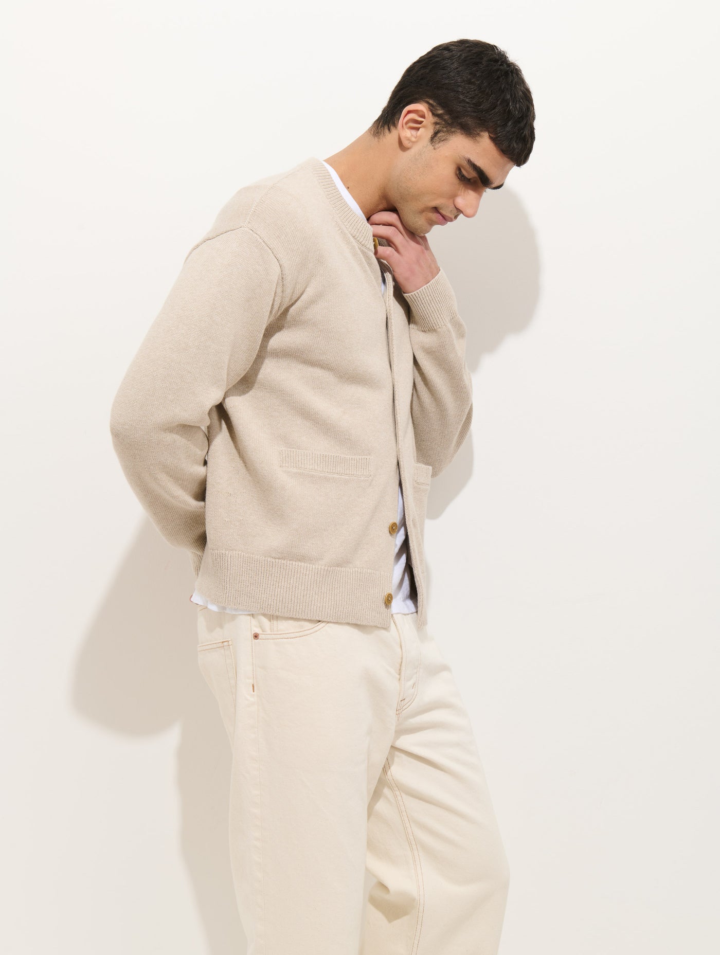 Aaron Cardigan In Cotton Linen
