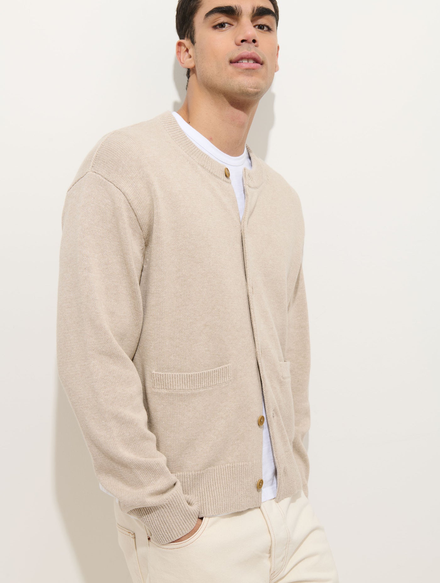 Aaron Cardigan In Cotton Linen
