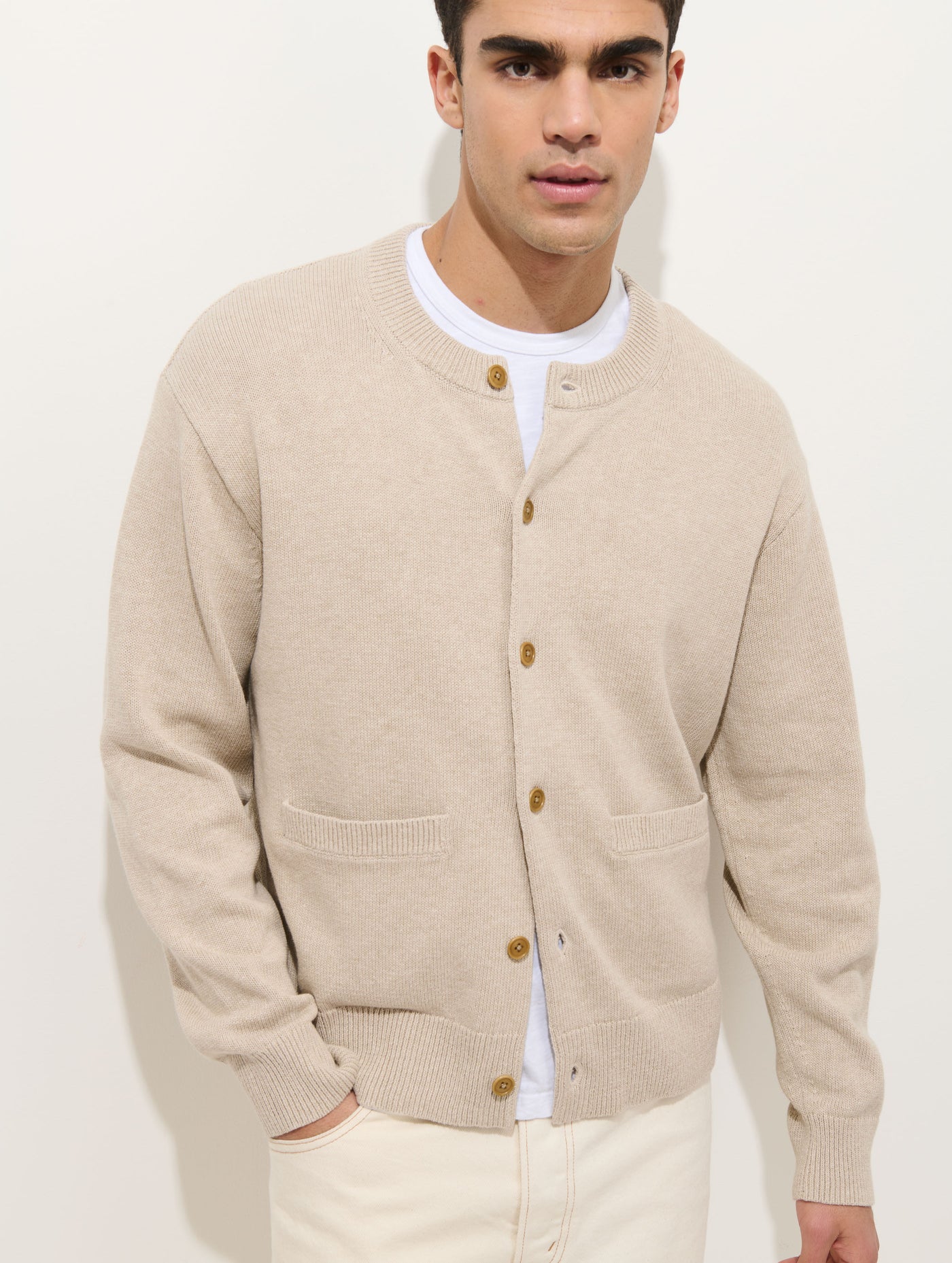 Aaron Cardigan In Cotton Linen