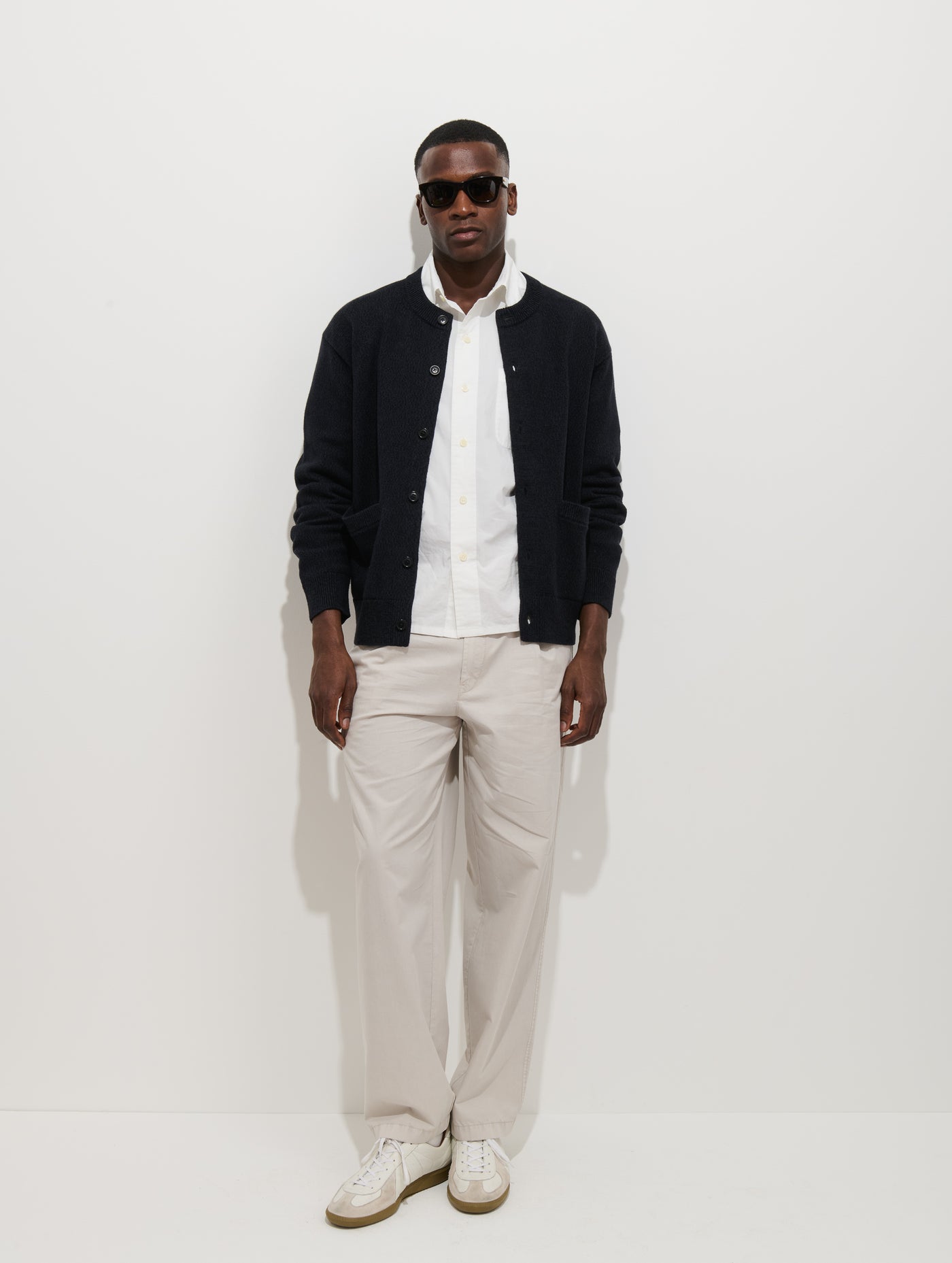 Aaron Marled Cardigan In Cotton Linen