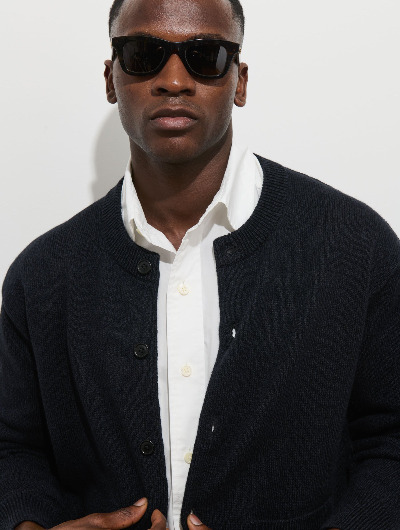 Aaron Marled Cardigan In Cotton Linen