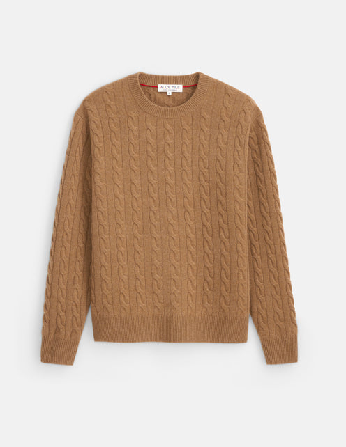 Redford Cable Sweater in Washed Cashmere