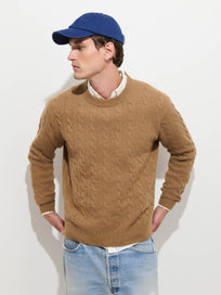 Redford Cable Sweater in Washed Cashmere