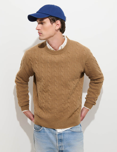 Redford Cable Sweater in Washed Cashmere