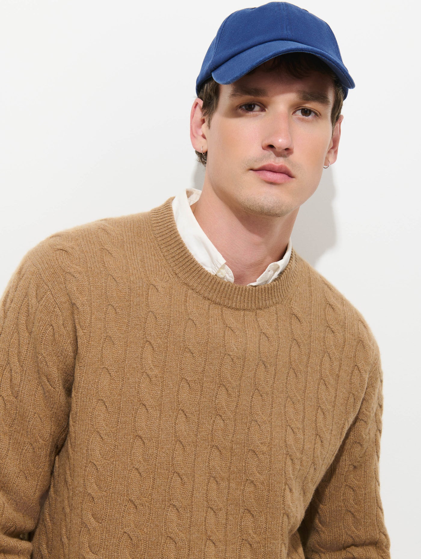 Redford Cable Sweater in Washed Cashmere