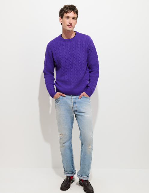 Redford Cable Sweater in Washed Cashmere