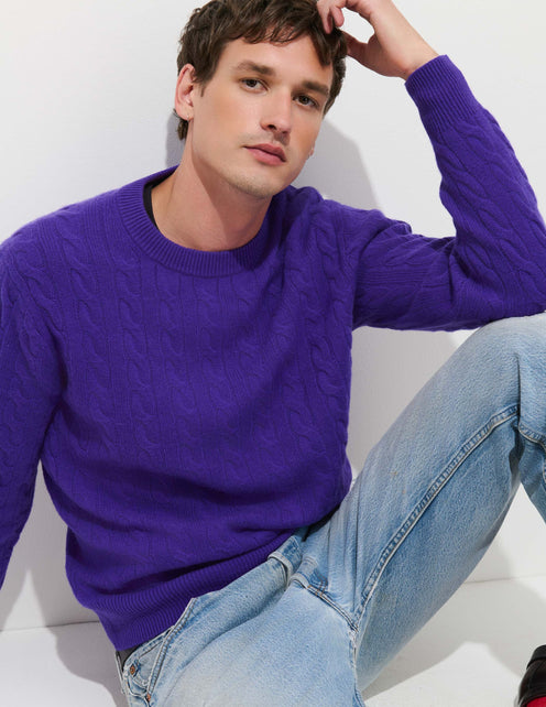 Redford Cable Sweater in Washed Cashmere