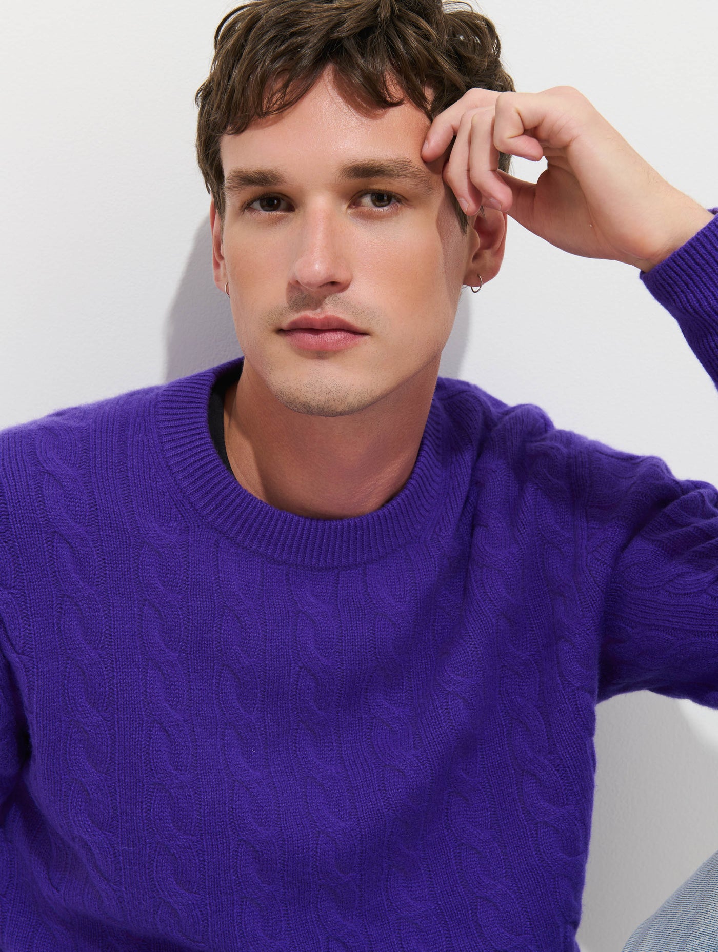 Redford Cable Sweater in Washed Cashmere
