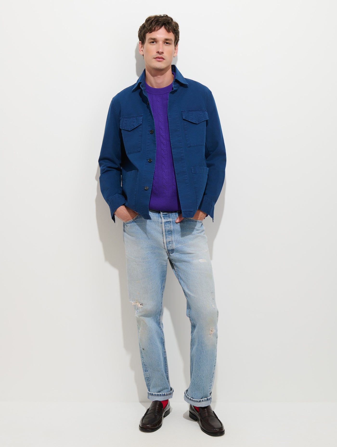 Redford Cable Sweater in Washed Cashmere