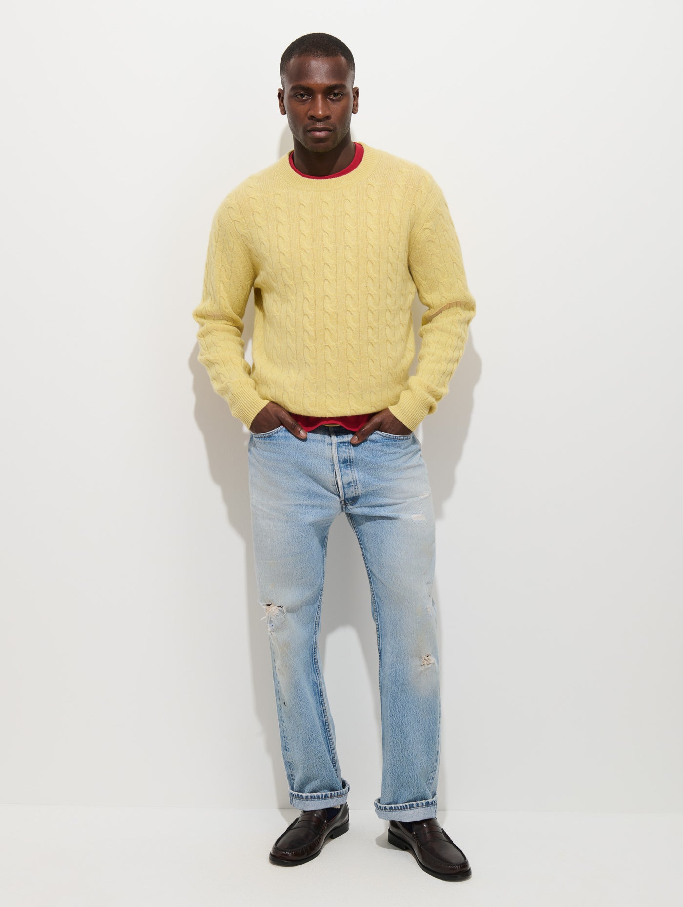 Redford Cable Sweater in Washed Cashmere