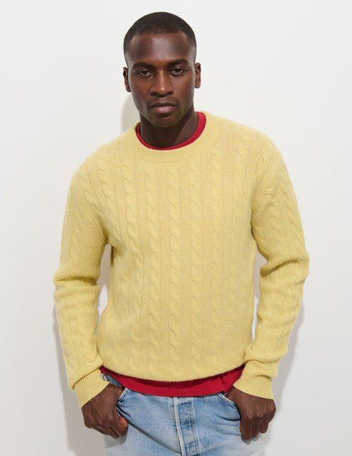 Redford Cable Sweater in Washed Cashmere