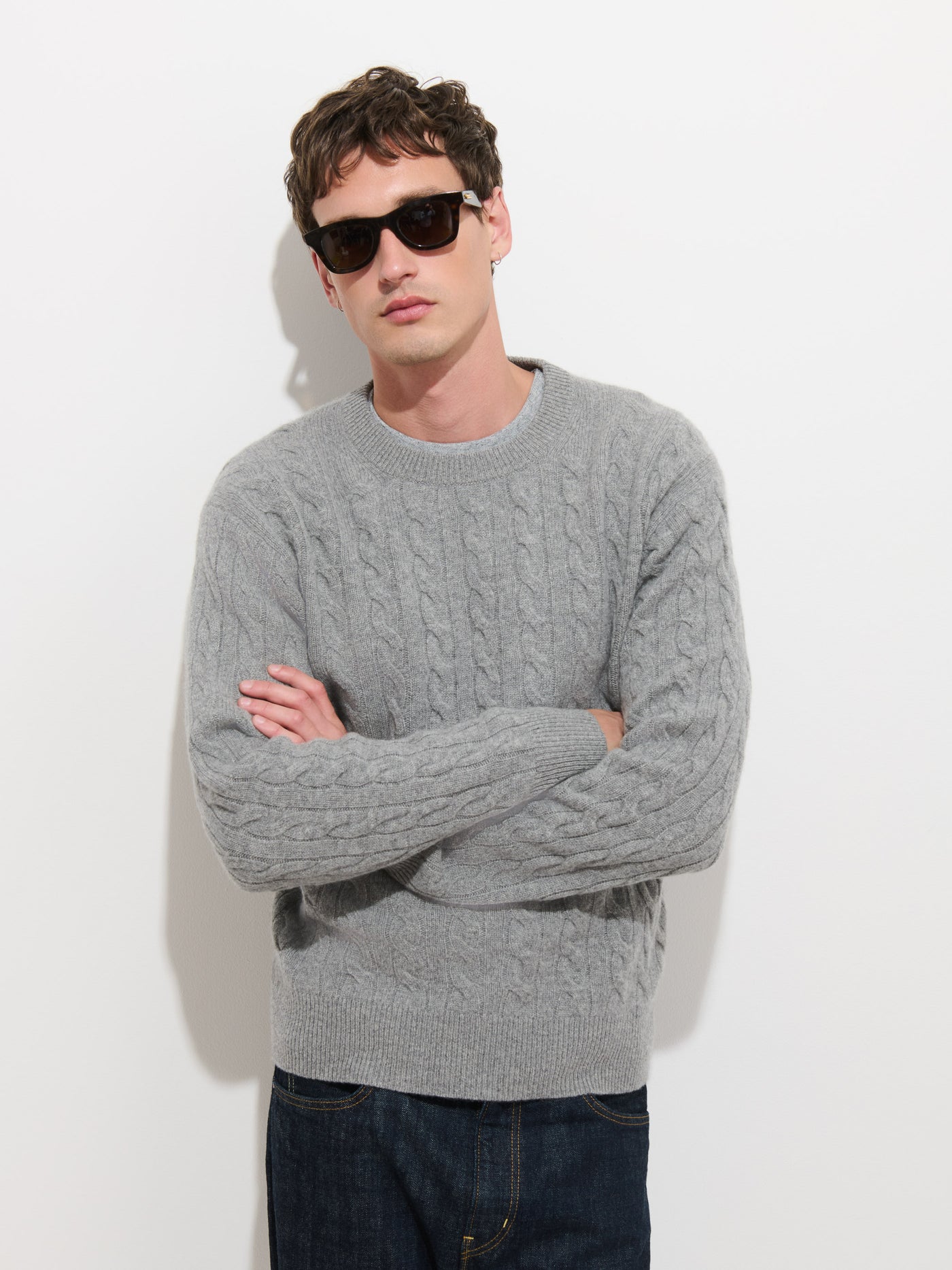 Kingston Cable Sweater in Washed Cashmere