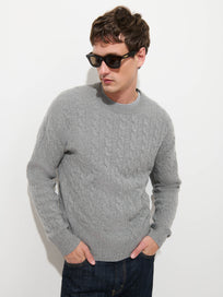 Redford Cable Sweater in Washed Cashmere