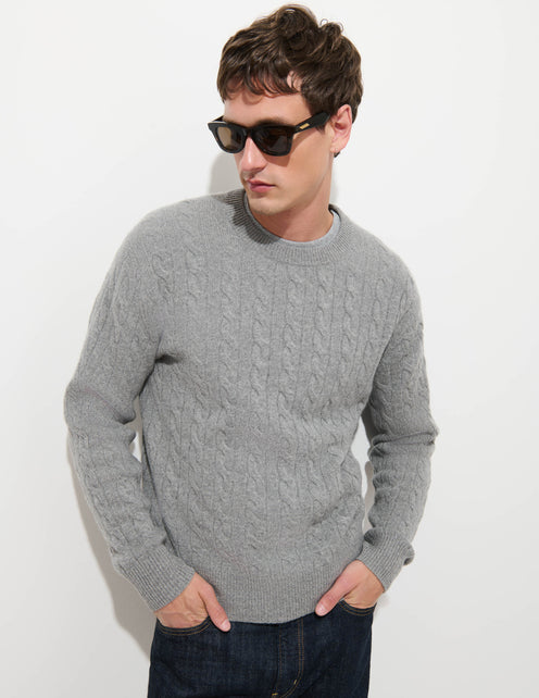 Redford Cable Sweater in Washed Cashmere