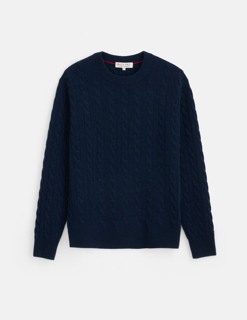 Redford Cable Sweater in Washed Cashmere